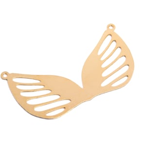 Gold Butterfly Pendant, 1 Pc, Butterfly Wings Pendant, Large Wings Pendant, Angel Wings Connector, Laser Cut Jewelry, Gold Plated Brass