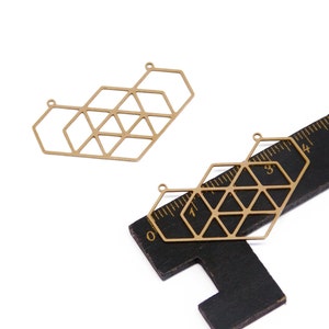 Geometrical Hexagon Pendant, 1 Pc Raw Brass Connector, Exclusive at Goldie Supplies image 2