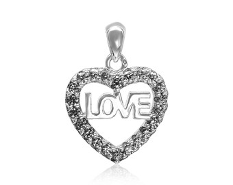 Love zircon pendant, 1 Pc pendant, Heart charm, Love charm, 925 Silver pendant, Sterling Silver charm, Wholesale charm, New in shop