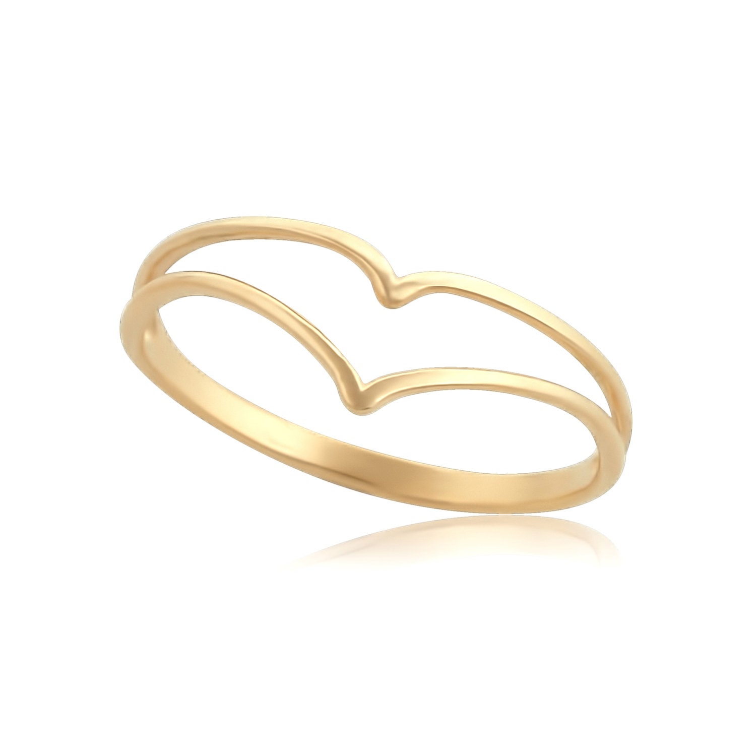 Gold Chevron Ring Double Ring V Shaped Ring Thin Ring Gold - Etsy