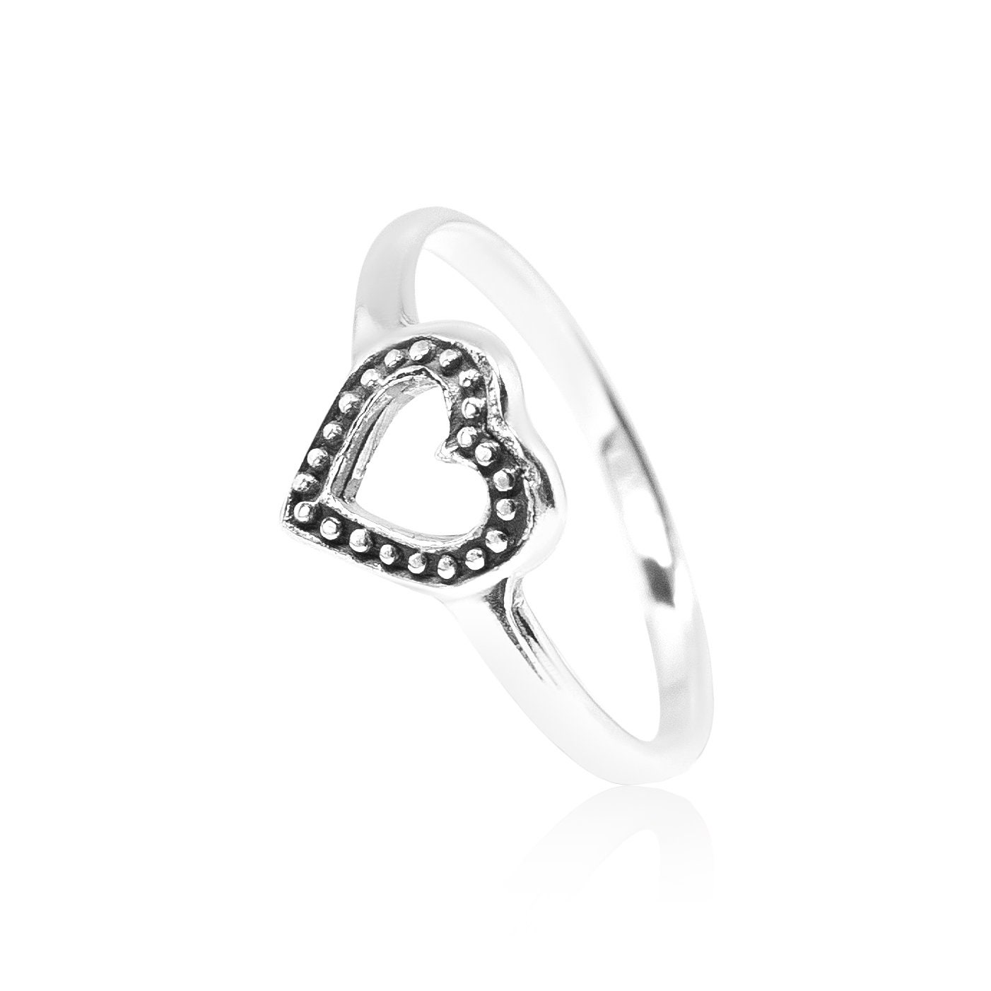 Silver Heart Ring Ornamented Heart Ring 925 Sterling Silver Etsy Canada