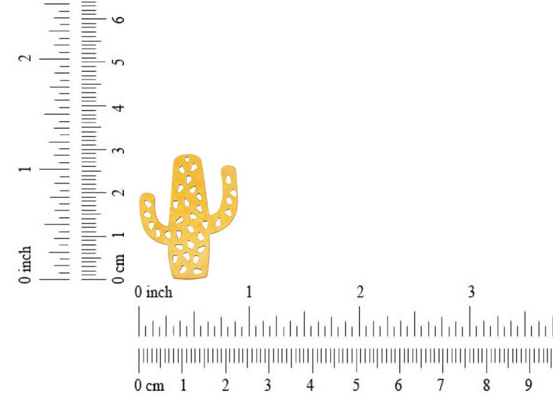 May include: Gold-colored metal cactus cutout with a detailed design. The cactus is approximately 1 inch tall.