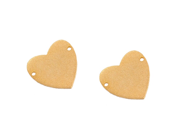 Matte Gold Plated Heart Pendant, 2 Pc , Exclusive at Goldie Supplies