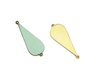 Green Teardrop Connector, 1 Pc FORMICA Pendant, Gold Plated Long Drop, Tear Drop Pendant, Mint Green, Wood Pendant, Jewelry Making Supplies