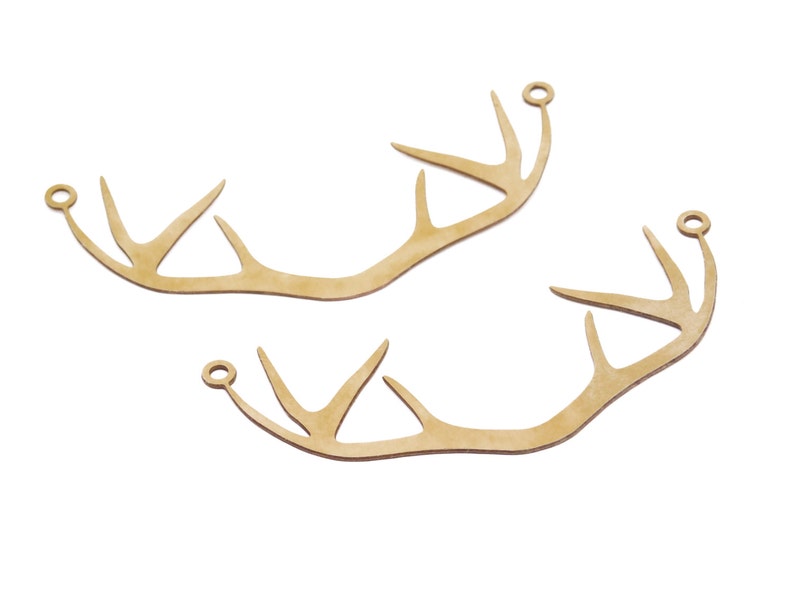 Antler Jewelry L840 Antler Connector Laser Cut Jewelry Boho Jewelry Raw Brass Pendant Deer Antler Pendant 10 Pcs Antler Horns Pendant
