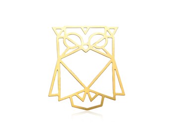 1 PC, goldene Eulenanhänger, große Tier-Anhänger Eule Charm, geometrische Eule, Großhandel Tier Charms, Laser geschnitten Schmuck, Schmuckzubehör