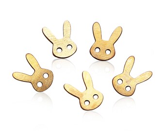 Encantos de conejito diminuto, 5 piezas, encanto del conejito de oro, colgante del animal, encanto del conejito, joyería minimalista, joyería del corte del laser, encanto al por mayor