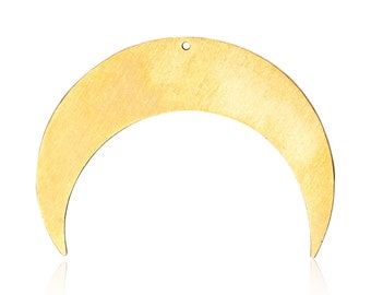 Colgante de luna de latón crudo, 1 pc, colgante de media luna, amuleto de luna creciente, colgante de luna grande, amuleto de luna, colgantes cortados con láser, hallazgos de latón