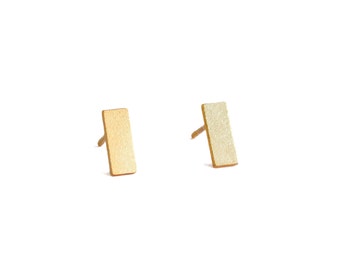 Tiny Bar Earrings, 1 Pair, Gold Plated Brass, Bar Stud Earrings, Gold Post Earrings, Laser Cut, Wholesale Earrings, Jewelry Making Supplies