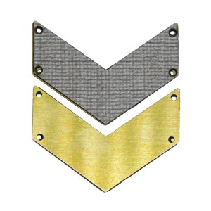 Gray Chevron Pendant, 1 Pc Raw Brass Pendant, 4 Holes Pendant, FORMICA Jewelry, Double Sided Pendant, Geometric Jewelry, Jewelry Making