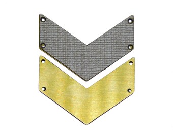 Gray Chevron Pendant, 1 Pc Raw Brass Pendant, 4 Holes Pendant, FORMICA Jewelry, Double Sided Pendant, Geometric Jewelry, Jewelry Making
