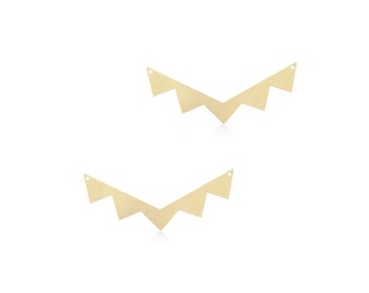 Brass Chevron Pendant, 2 Pc, Triangles Pendant, Spike Necklace, Laser Cut Pendant, Geometric Jewelry, Brass Arrow Pendant, Jewelry Supplies