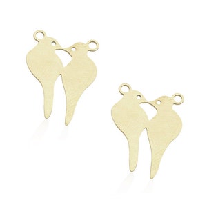 20 piezas, colgante de pájaros de latón crudo, colgante de pájaros de amor, conector de pájaros de latón, conector de pájaro de amor de latón, hallazgos de corte láser, joyería de pájaro de latón