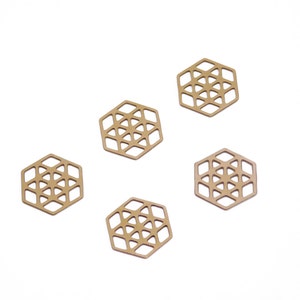 Small Hexagon Connector, 15 Pcs, Hexagon Connector Charm, Hexagon Links, Star of David Laser Cut, Jewelry Findings, Exclusive at Goldie
