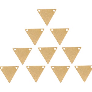 Small Triangle Charms, 10 Pcs Gold Plated Brass, Minimalistic Geometric Pendant, Stamping Blank Triangle, Laser Cut, Jewelry Making Supplies