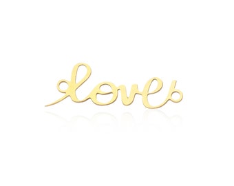 Gold Love Pendant, 1 Pc, Gold Love Connector, Gold Love Charm, Gold Plated Pendant, Laser Cut Findings, Exclusive at Goldie Supplies