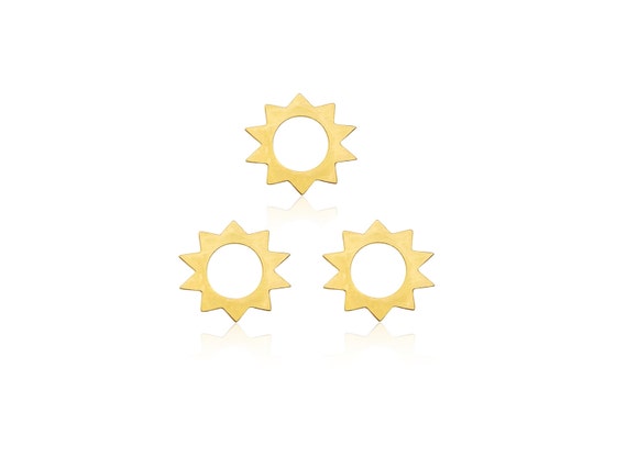 Gold Round Pendant, 3 Pcs, CutOut Round Charm, Round Connector, Sun Pendant, Simple Tiny Pendant, Laser Cut Findings, Wholesale Pendants,