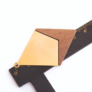 Rhombus FORMICA Pendant, 1 Pc, Gold Rhombus Pendant , Wood Pendant, Geometric Jewelry, Colorful Pendant, Jewelry Making, Goldie Supplies image 3