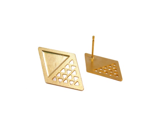 Pair of Brushed Brass Triangle Stud Earrings Pair of Brushed Brass Triangle Stud Earrings