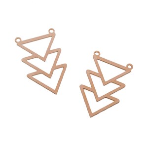 Rose Gold Triangles Pendant, 2 Pcs, V Shaped Pendant, Triangle Chevron Pendant, Triangle Geometric Jewelry, Laser Cut Charm, Goldie Supplies