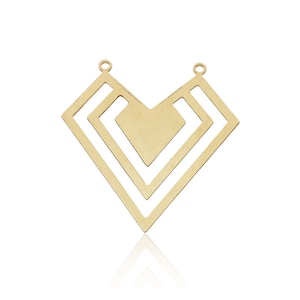 Brass Geometric Pendant, 1 Pc, Large Diamond Pendant, Brass Chevron Pendant, Art Deco Pendant, Raw Brass Pendant, Laser Cut Findings
