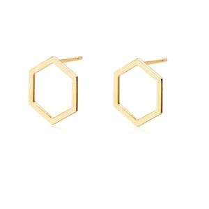 Hexagon Stud Earrings, Gold Stud Earrings, Gold Hexagon Earrings, Gold Post Earrings, Geometric Earrings, Minimal Studs, Wholesale Earrings