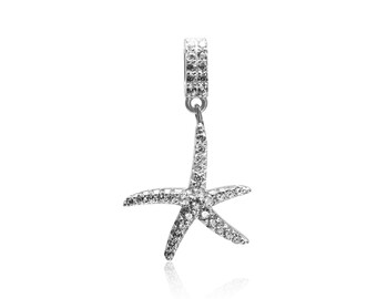 Starfish zircon pendant, 1 Pc pendant, Star charm, Starfish pendant, 925 Silver pendant, Sterling Silver charm, Wholesale charm, New in shop