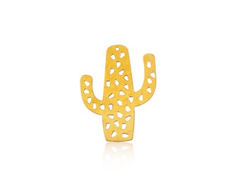 Gold Cactus Pendant, 1 Pc, Nature Pendant, Gold Charm, Indian Pendant, Summer Cacti Pendant, Wholesale Pendants, Laser Cut Pendant