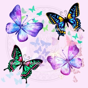 PNG Butterflies, Purple, Blue, Pink, Scrapbook, Journal, Journaling Digital Download