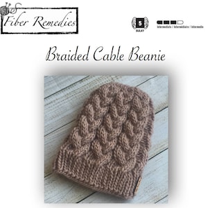 Knit Braided Cable Beanie  | Instant Download | PDF Knitting Pattern | Easy to Intermediate Level