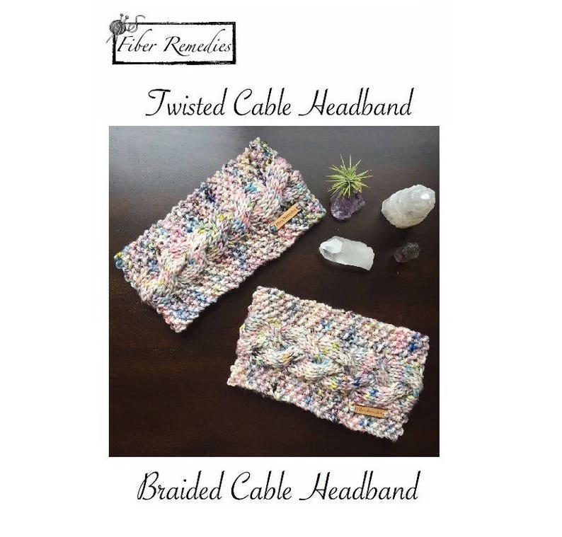 TWO PATTERNS Knit Braided and Twisted Cable Headband Bundle Instant Download PDF Knitting Pattern Easy & Beginner Level image 1