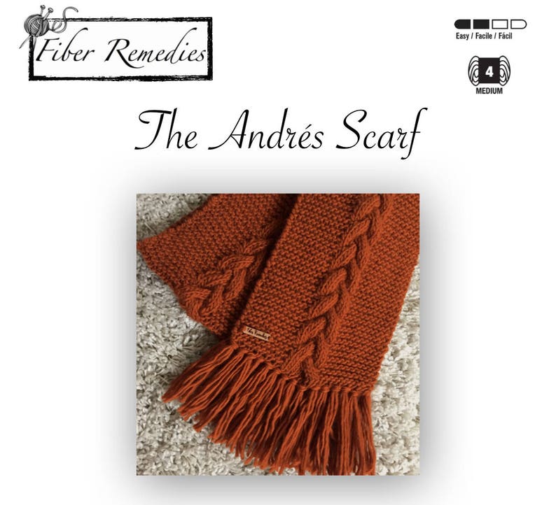 The Andrés Scarf PDF Knitting Pattern Instant Download Beginner/Easy Level image 1