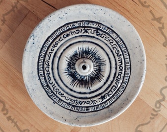 Handmade Ceramic Incense Holder/ Light Language/ Spiritual Art / Altar Piece/ 1 of 8