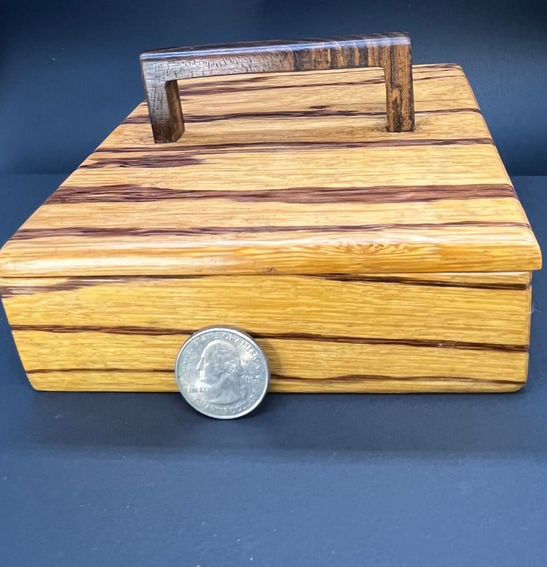 Zebra Wood Box With Bocote Handle Etsy