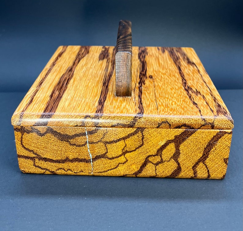 Zebra Wood Box With Bocote Handle Etsy