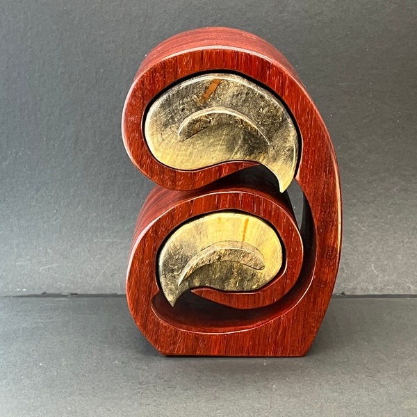 Beautiful Two Drawer Jewelry Box in Paduak Wood with Striking Buckeye Burl Drawer Fronts (Box 2054)