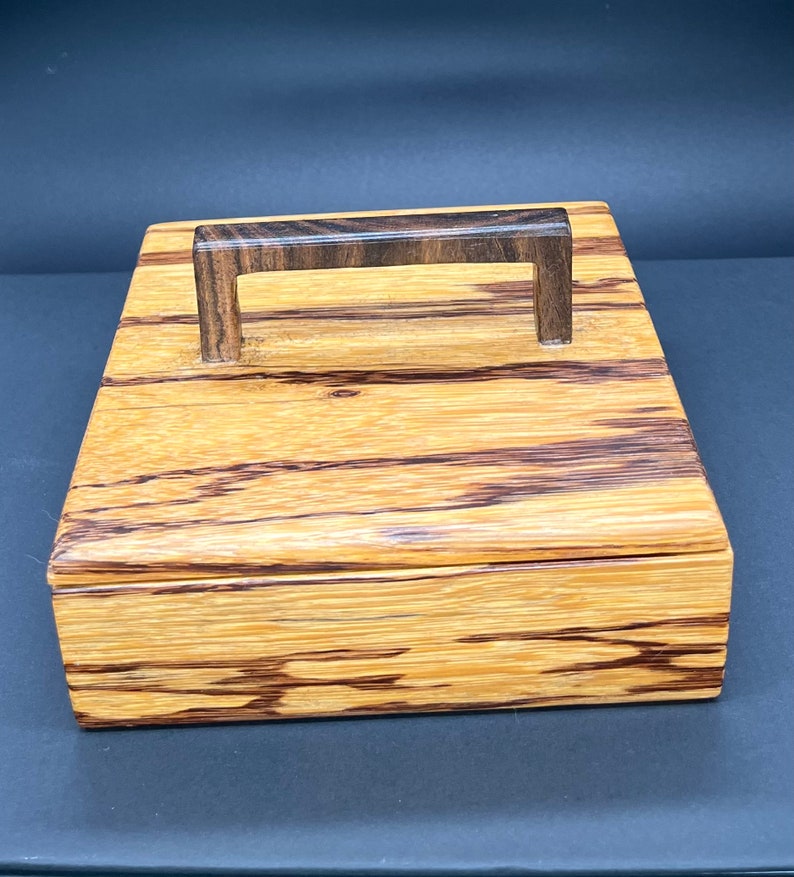 Zebra Wood Box With Bocote Handle Etsy