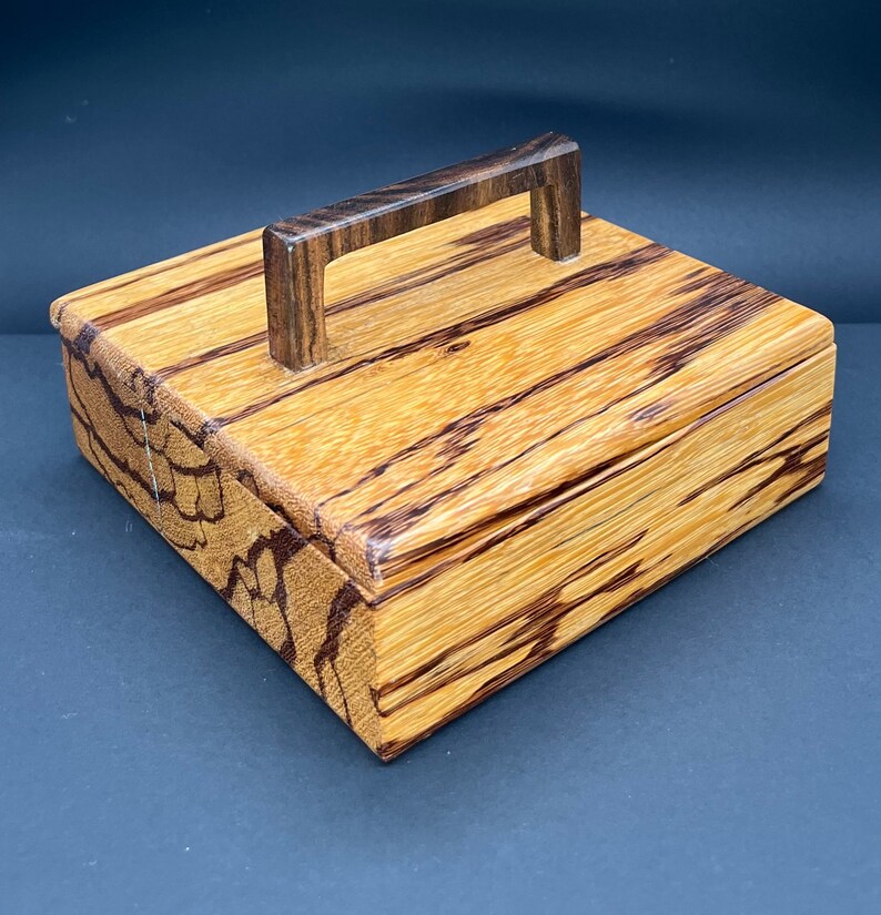 Zebra Wood Box With Bocote Handle Etsy
