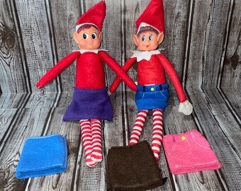 Elf Skirt, Jean Skirt for Elf, for Christmas, Girl Elf Outfit, Girl Elf Clothes, for Doll, Fleece Mini Skirt for Elf