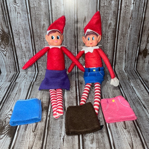 Elf Skirt, Jean Skirt for Elf, for Christmas, Girl Elf Outfit, Girl Elf Clothes, for Doll, Fleece Mini Skirt for Elf