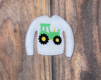 Green Tractor Elf Doll Shirt - Doll Elf Pants - Elf Outfit - Christmas Elf Costume - Tractor