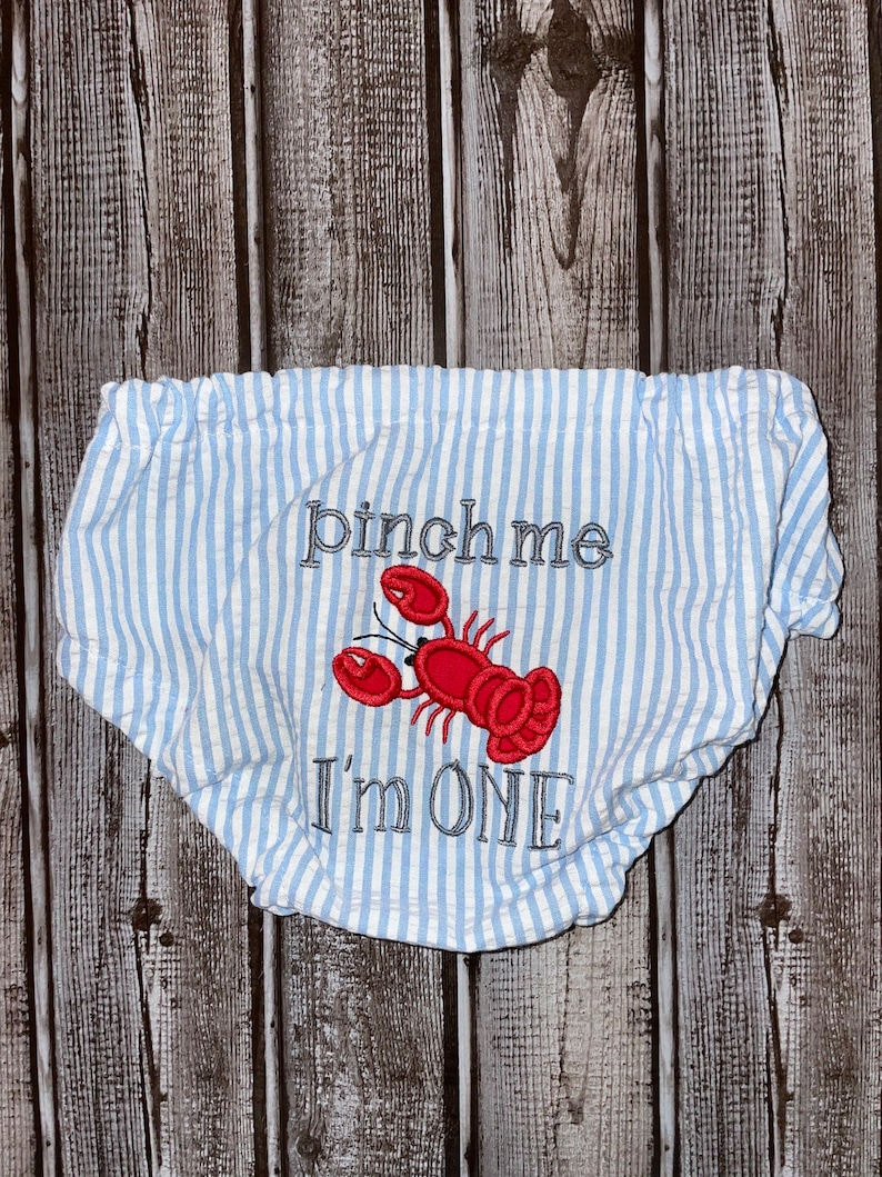 Crawfish Boys First Birthday Outfit, Pinch Me Im One, Cake Smash Outfit, Seersucker and Gingham, Crayfish, Lobster image 6