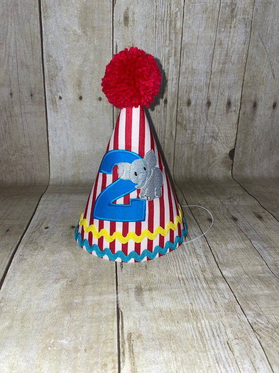 Circus Birthday Hat, Elephant Birthday Hat, Personalized Birthday Hat, Embroidered Birthday Hat, Birthday Decorations
