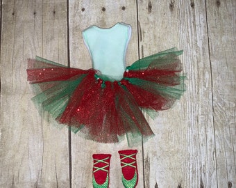 Ballerina Doll Elf Outfit, Dancer, Tutu, Ballet, leotard, Ballet Slippers, Christmas Doll Elf Costume, ballerina outfit for elf, girl elf