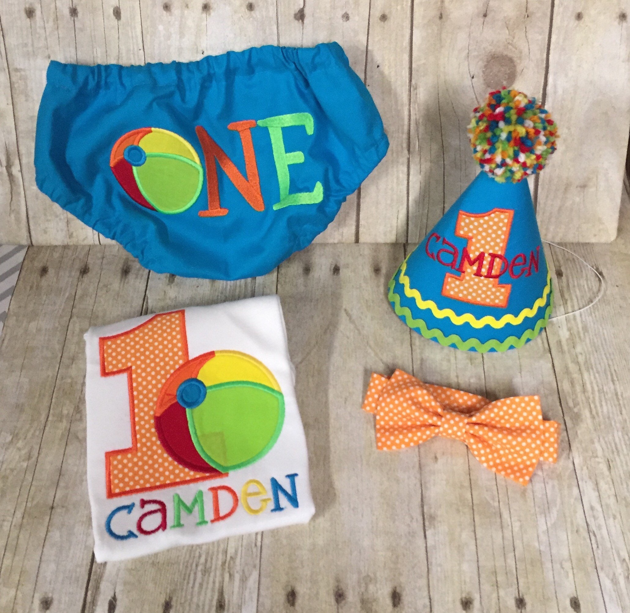 Boys Cake Smash Outfit, Beach Ball Birthday, Have a Ball, Beach Ball Diaper Cover, Beach Ball Birthday Hat, First 1st Birthday, Pool Party