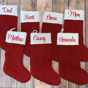 Christmas Stockings - Personalized Christmas Stockings - Embroidered Christmas Stockings - Striped Stockings - Monogrammed Embroidery