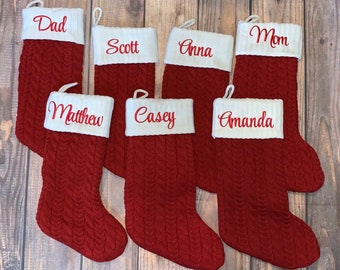 Christmas Stockings - Personalized Christmas Stockings - Embroidered Christmas Stockings - Striped Stockings - Monogrammed Embroidery