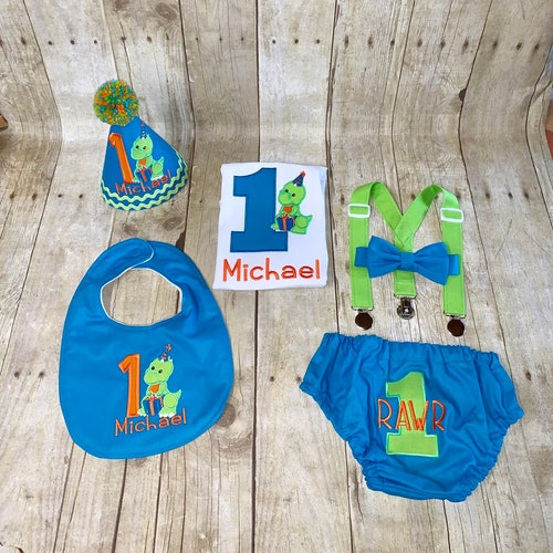 Dinosaur First Birthday Cake Smash Outfit for Baby Boy Etsy