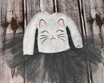 Cat Elf Sweater, Kitten Elf Outfit, Tutu for Elf, Elf Shirt, Custom Elf Costume, for Christmas