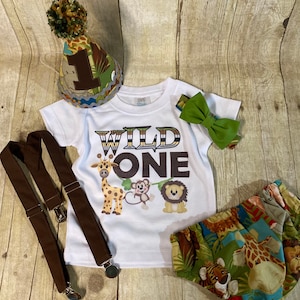 Wild One Birthday Boy Cake Smash Outfit, Jungle Birthday Outfit, Safari, Zoo, Birthday Shirt, Birthday Hat, Birthday Outfit